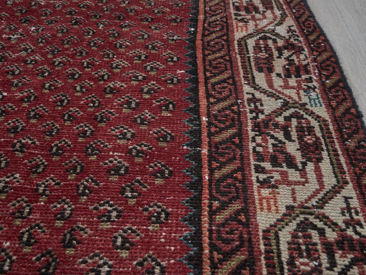 3'8" x 10'4" Red Vintage Persian Style Runner Rug