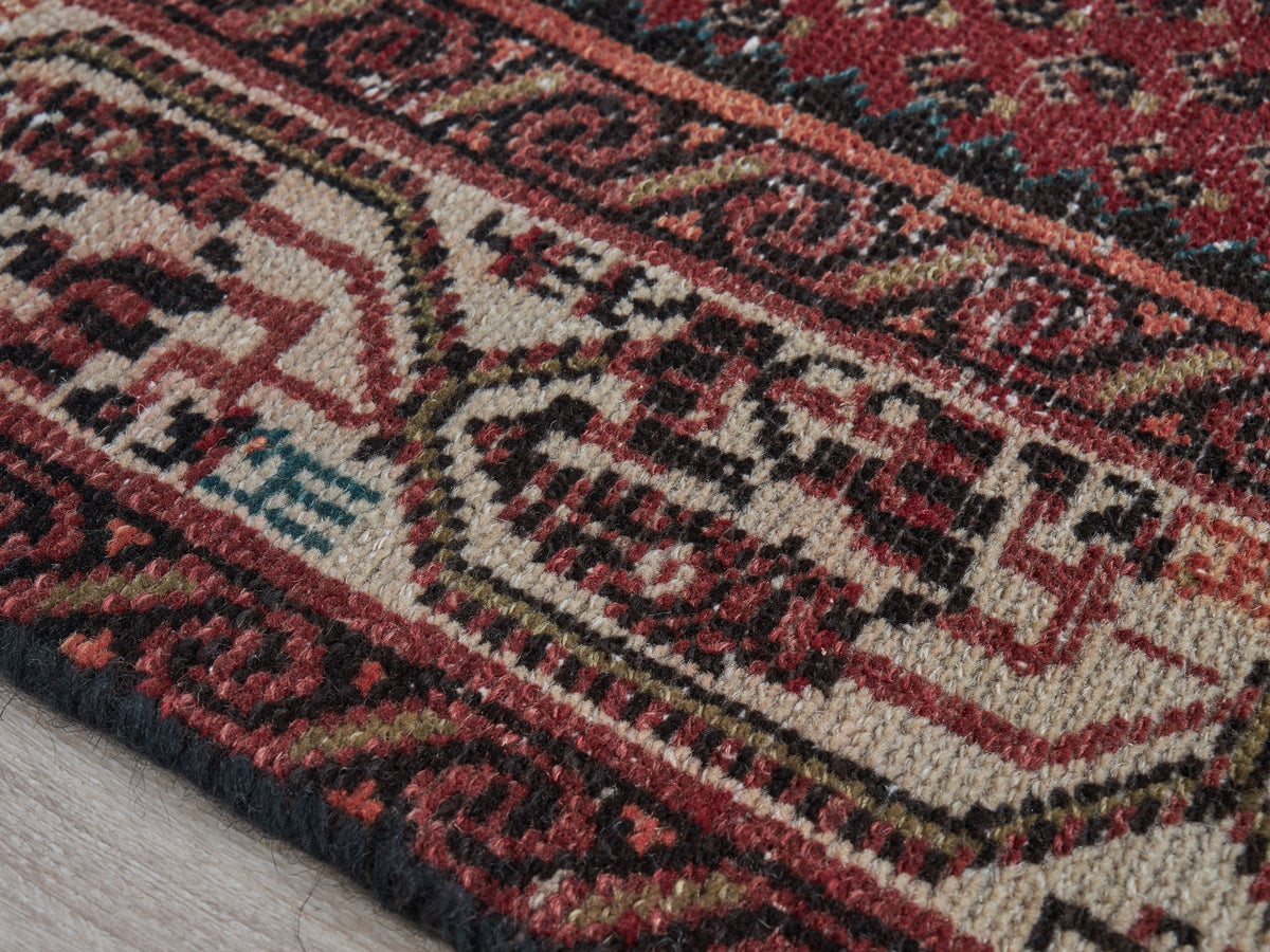 3'8" x 10'4" Red Vintage Persian Style Runner Rug