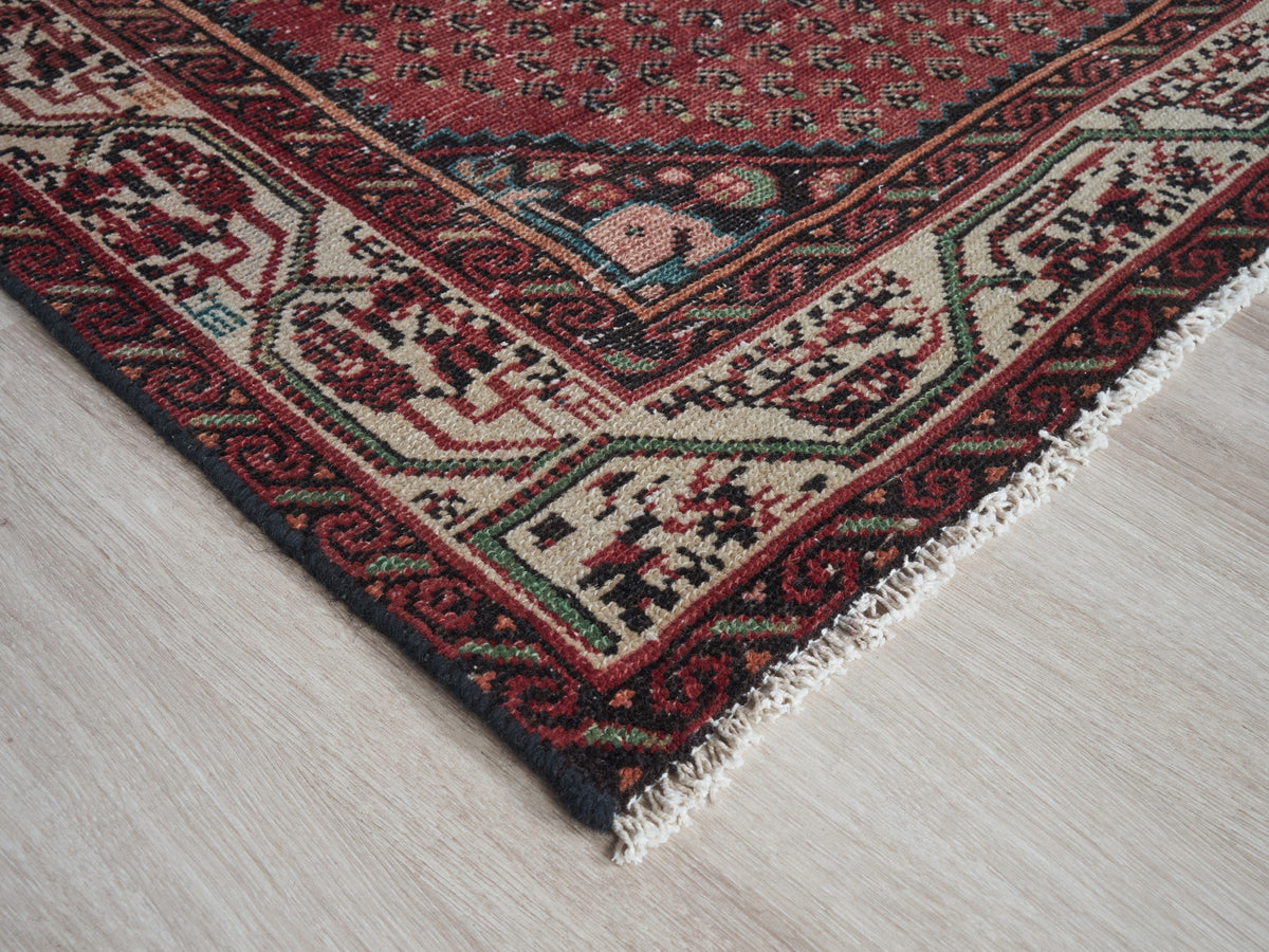 3'8" x 10'4" Red Vintage Persian Style Runner Rug