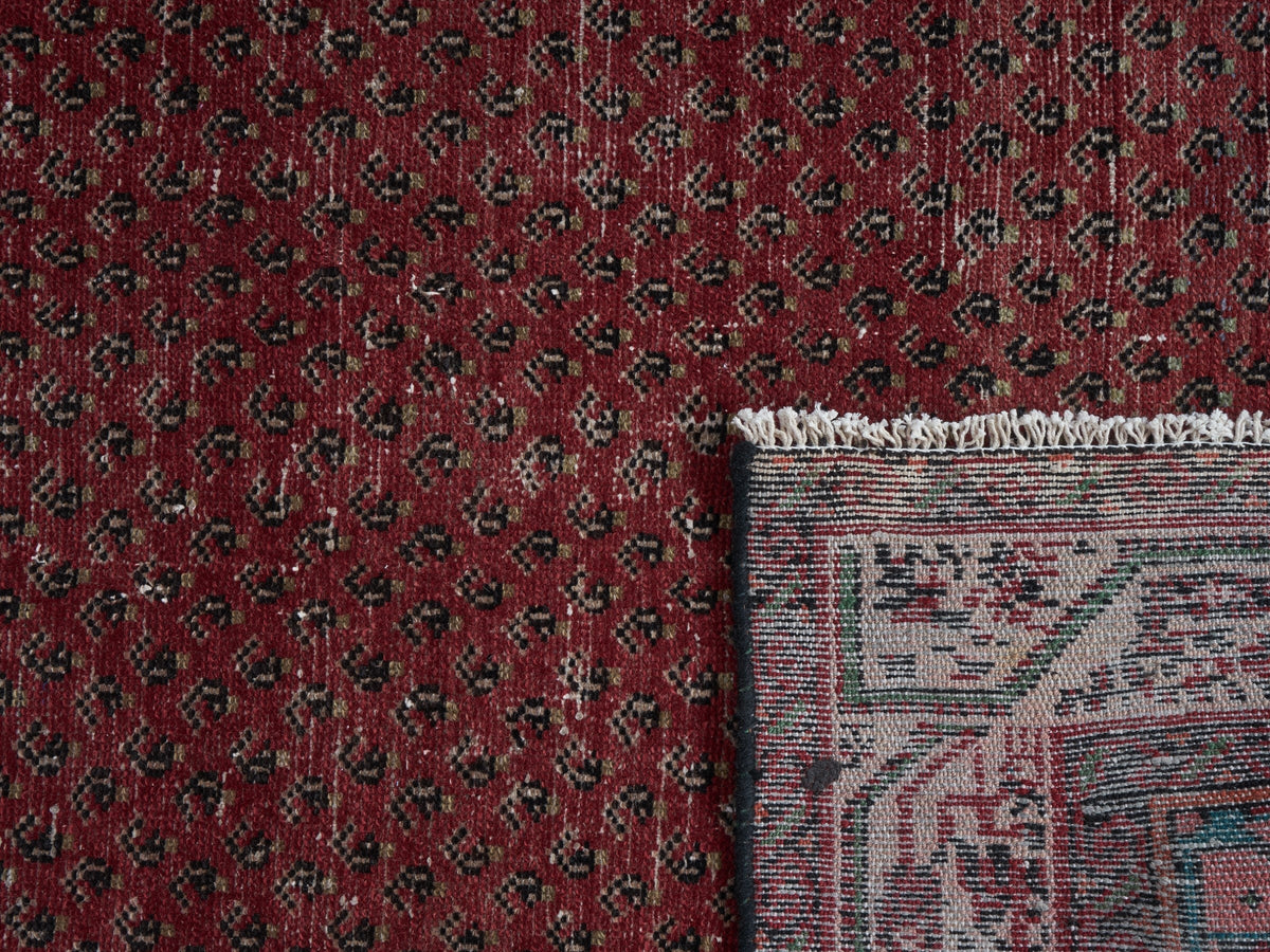 3'8" x 10'4" Red Vintage Persian Style Runner Rug