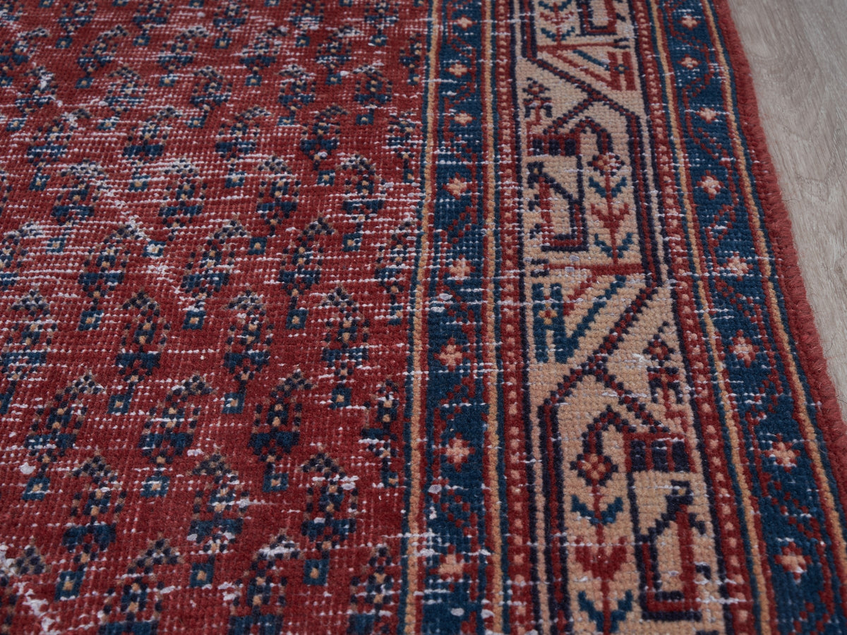 3'3" x 10'4" Red Vintage Persian Style Runner Rug