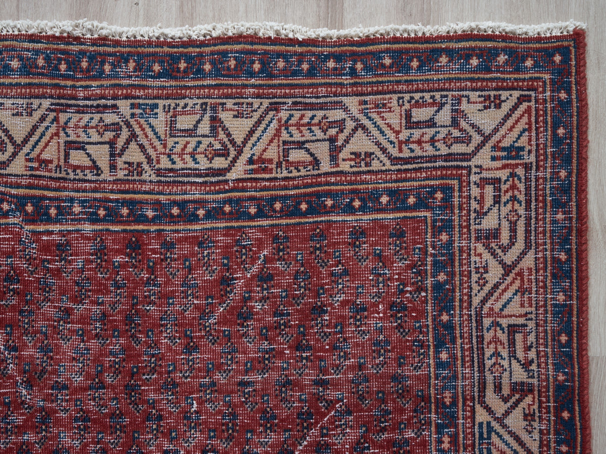 3'3" x 10'4" Red Vintage Persian Style Runner Rug