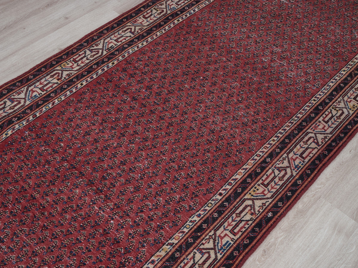 3'5" x 11'4" Vintage Red Persian Style Runner Rug