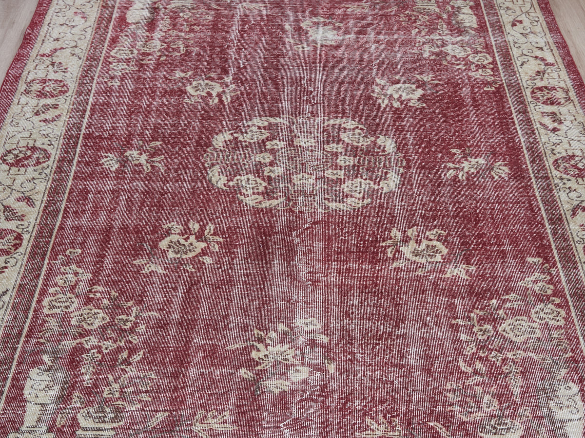 7'1" x 10'2" Vintage Red Turkish Area Rug