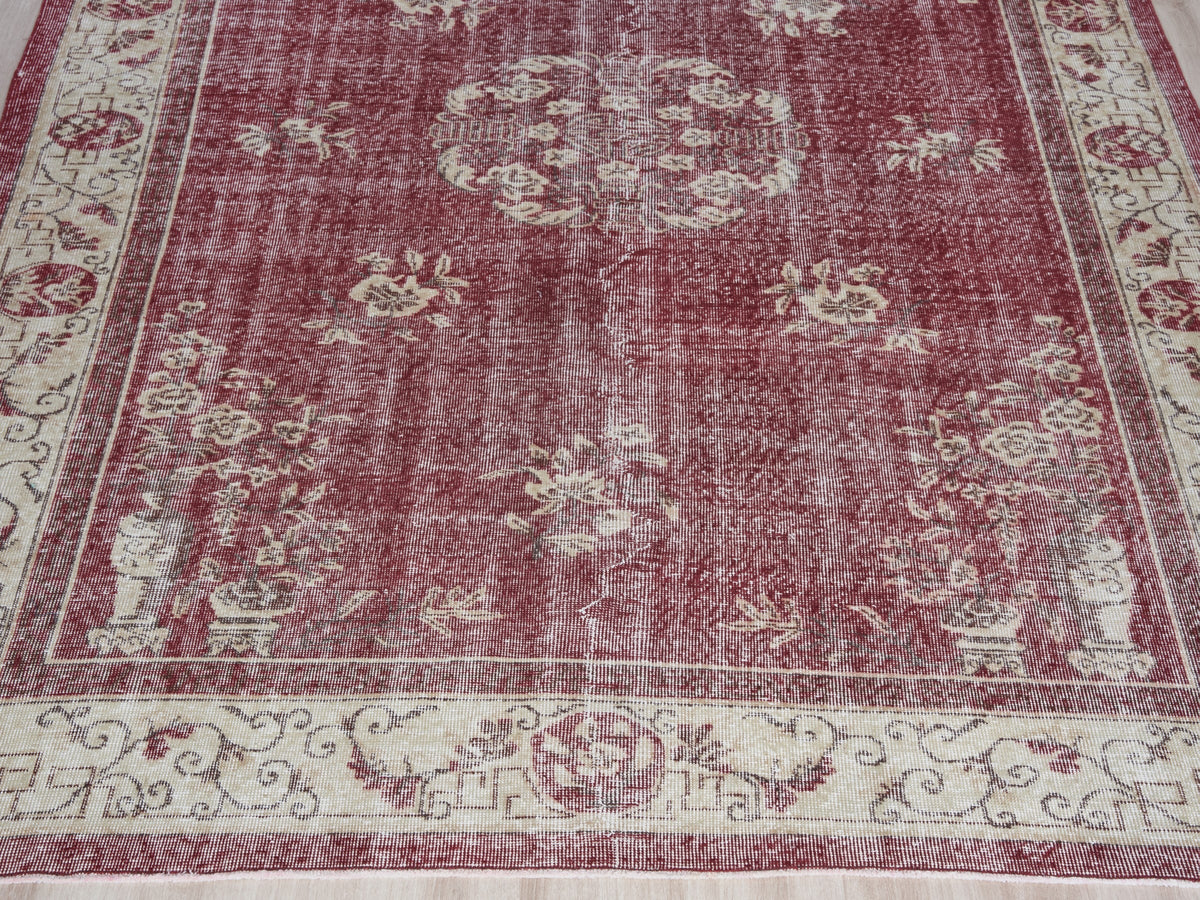 7'1" x 10'2" Vintage Red Turkish Area Rug