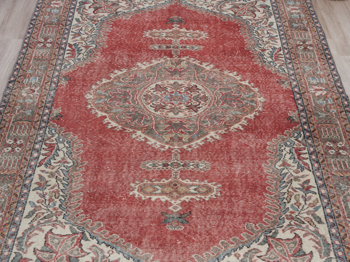 6'2" x 10'1" Vintage Red Turkish Large Rug