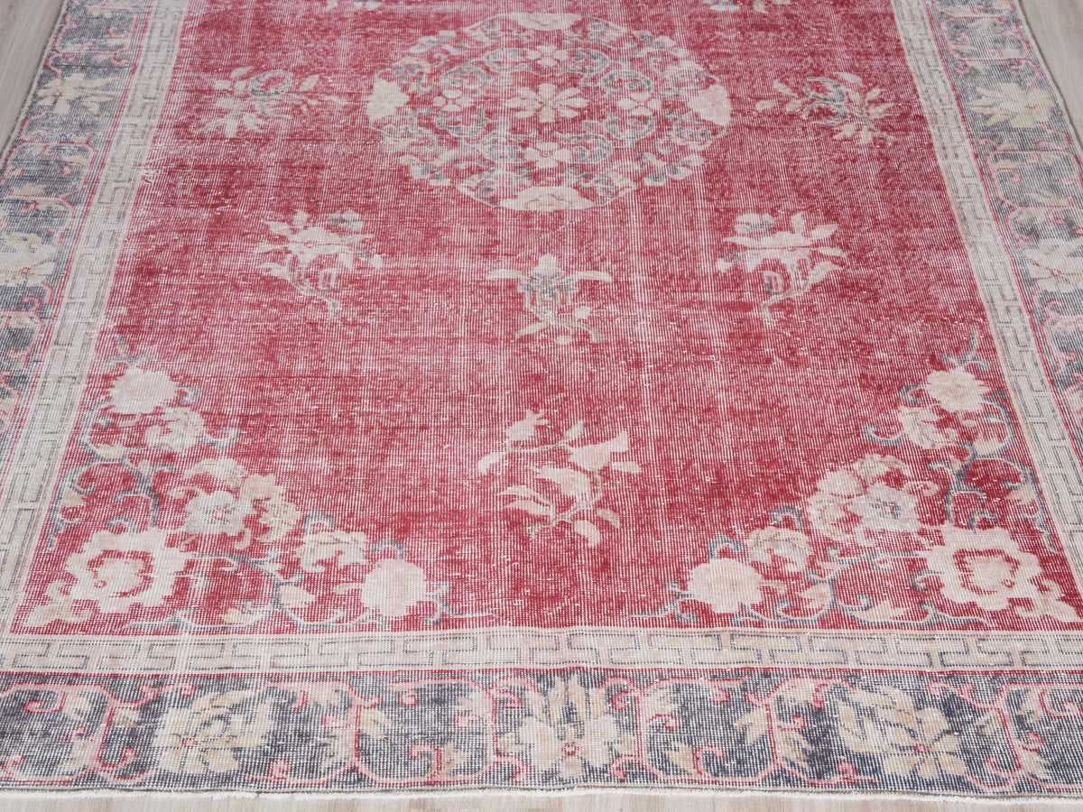 6'5" x 10'4" Vintage Red Turkish Area Rug