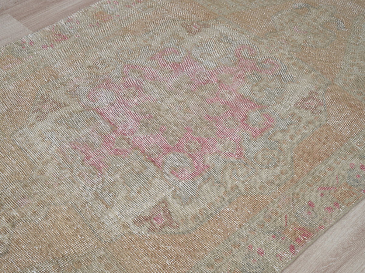 4' x 7'3" Neutral Pink Vintage Turkish Rug