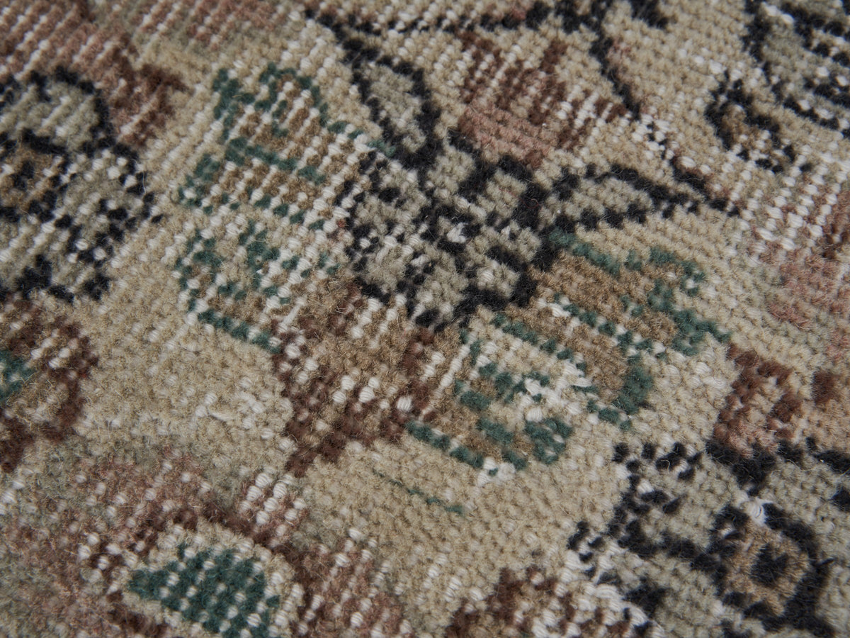 5'5" x 9'1" Green Brown Beige Vintage Turkish Area Rug