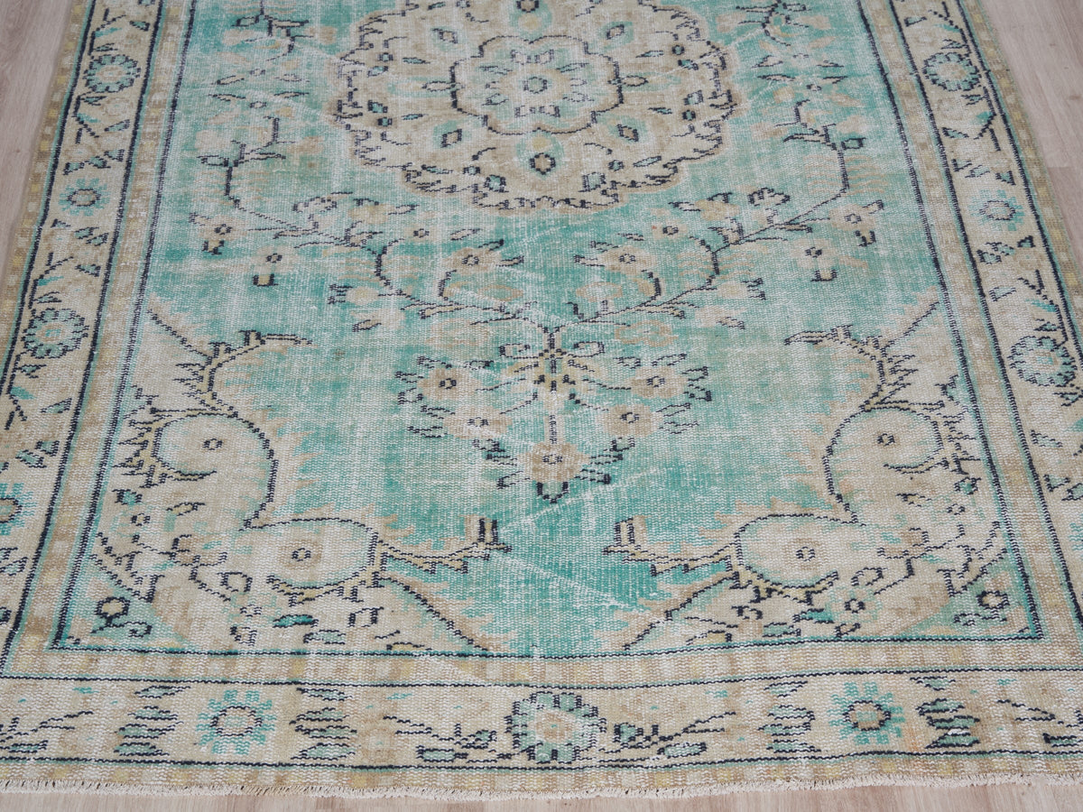 5'3" x 9'5" Vintage Handmade Blue Turkish Rug