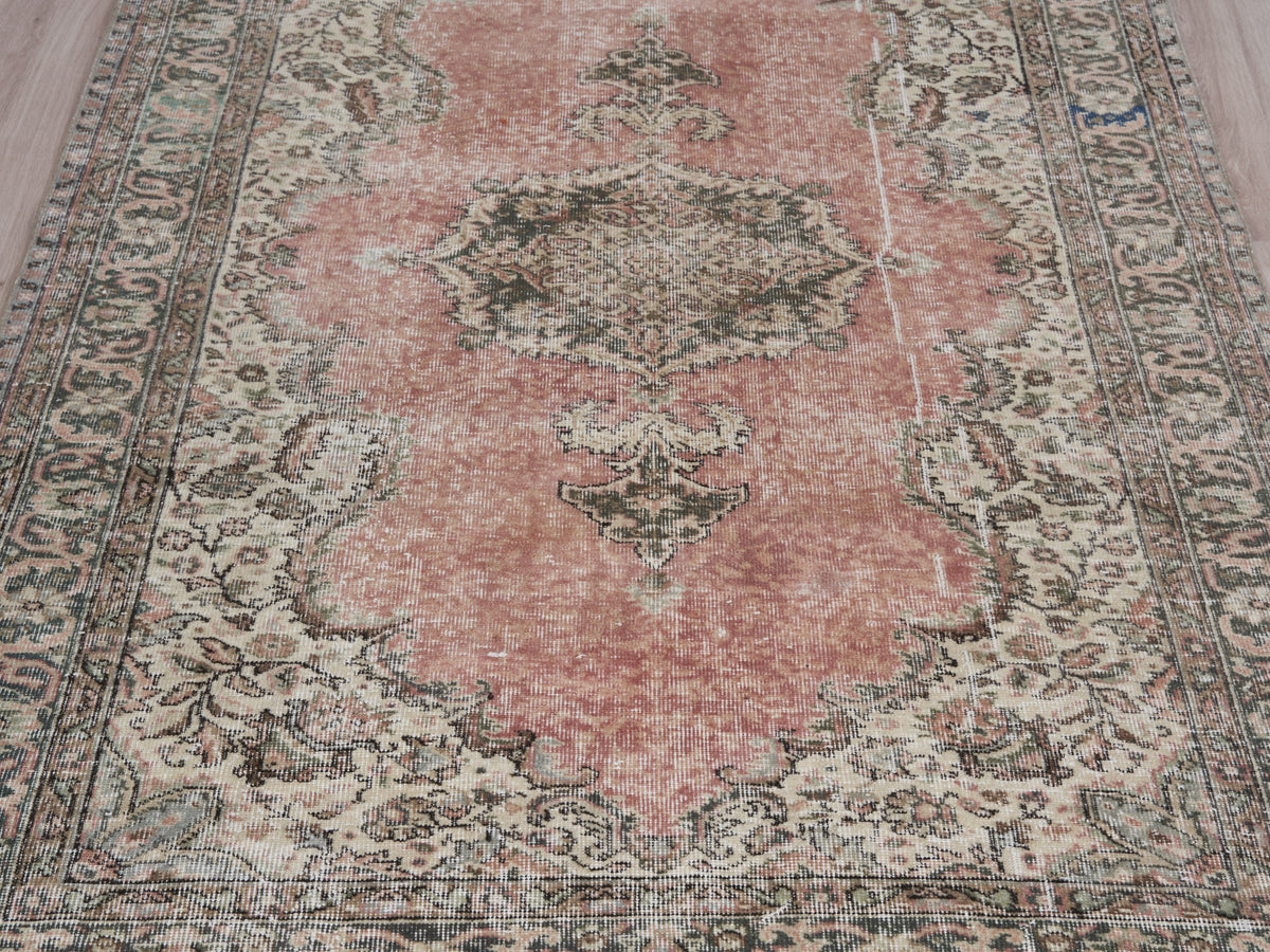 5'5" x 9' Neutral Vintage Hand-Knotted Rug