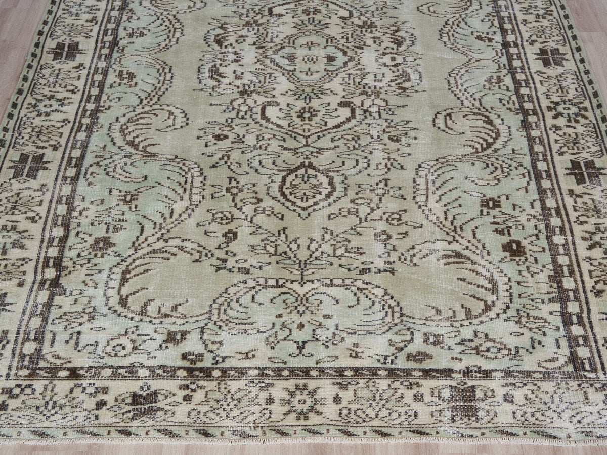 6'5" x 9'9" Neutral Vintage Turkish Area Rug