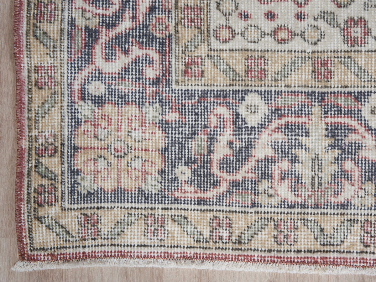 6'1" x 10'4" Pink Blue Vintage Turkish Area Rug