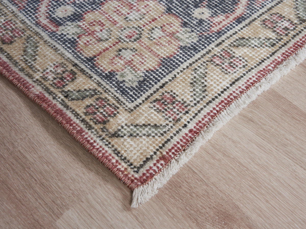 6'1" x 10'4" Pink Blue Vintage Turkish Area Rug