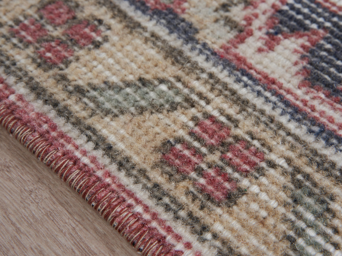 6'1" x 10'4" Pink Blue Vintage Turkish Area Rug