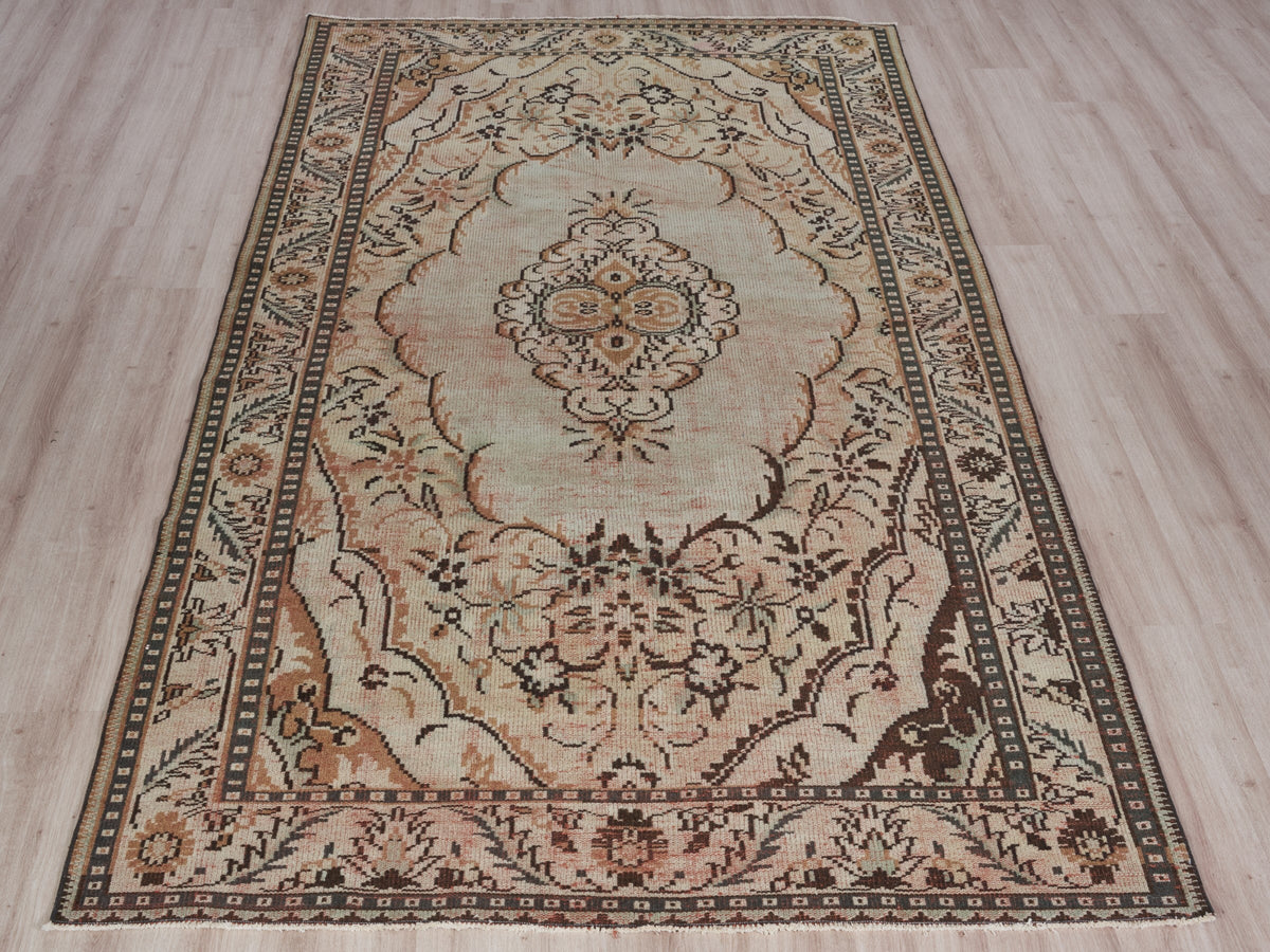 5'7" x 9'9" Brown Vintage Turkish Area Rug