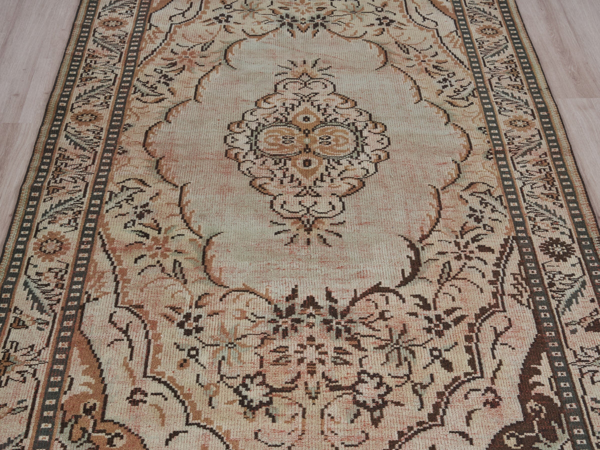 5'7" x 9'9" Brown Vintage Turkish Area Rug