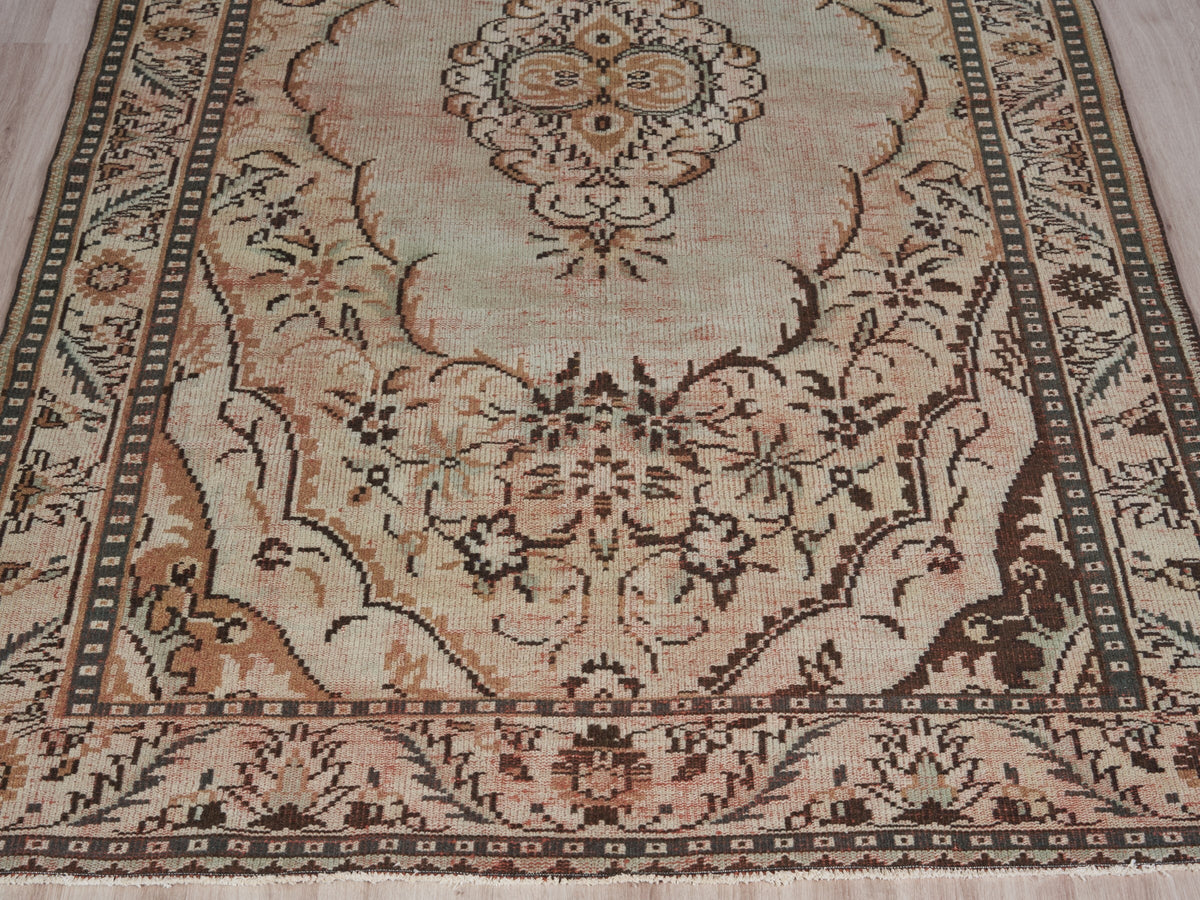 5'7" x 9'9" Brown Vintage Turkish Area Rug