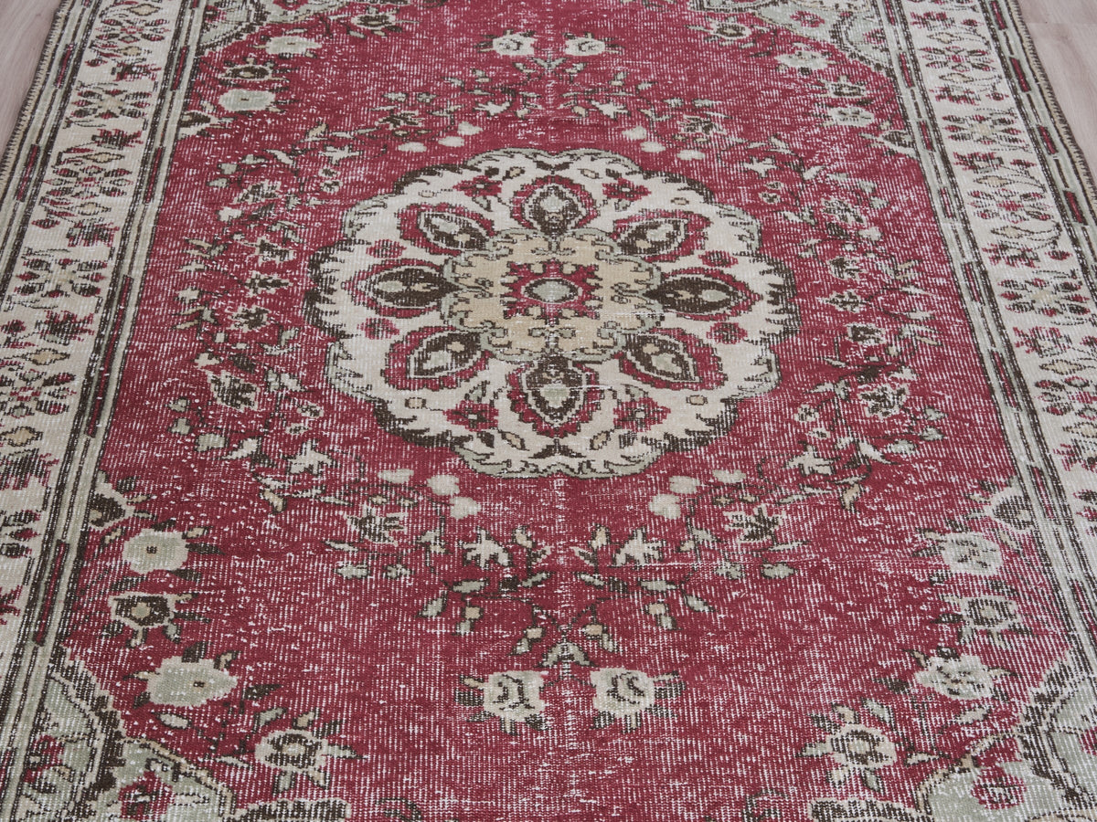 6'4" x 10'8" Hand-Knotted Vintage Turkish Rug