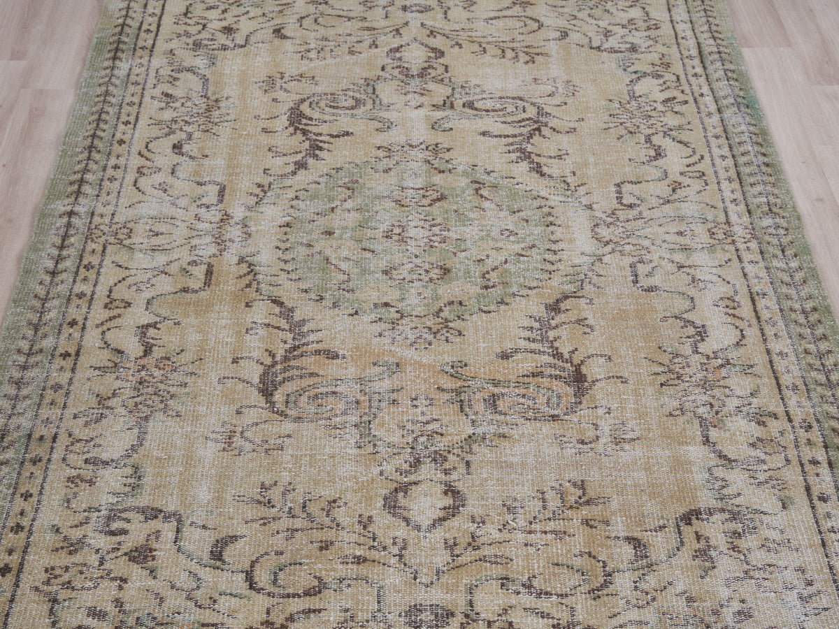 5'6" x 8'11" Neutral Vintage Turkish Area Rug