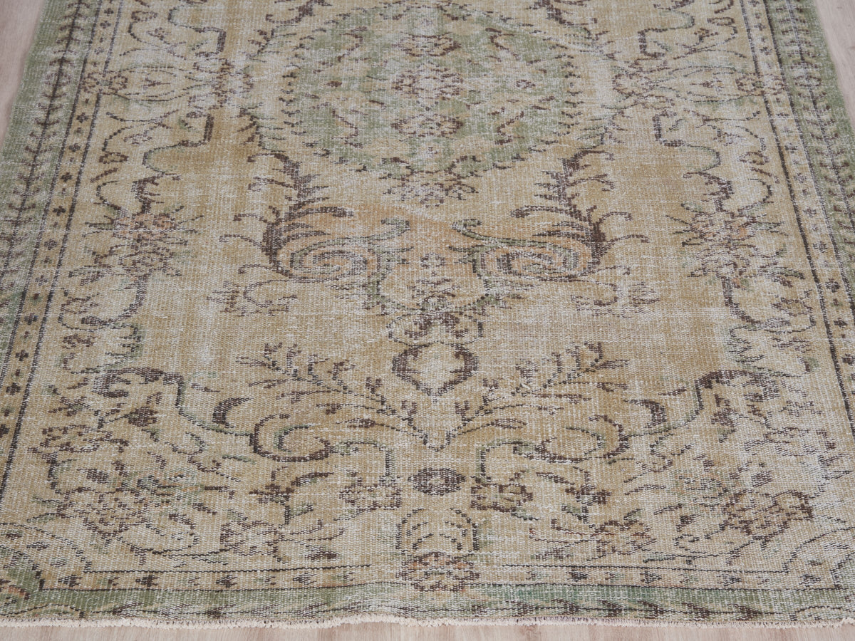 5'6" x 8'11" Neutral Vintage Turkish Area Rug