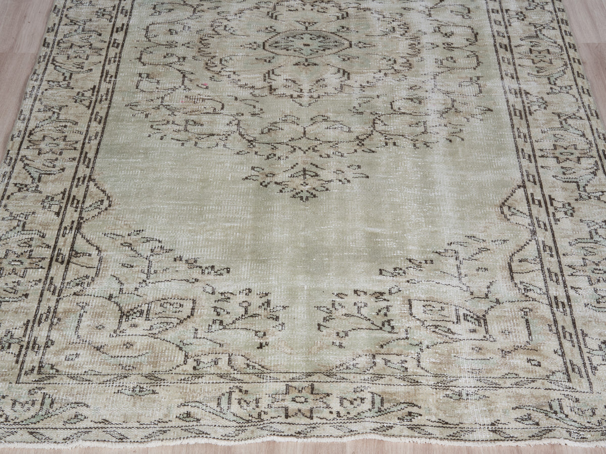 5'11" x 9'11" Neutral Vintage Turkish Area Rug