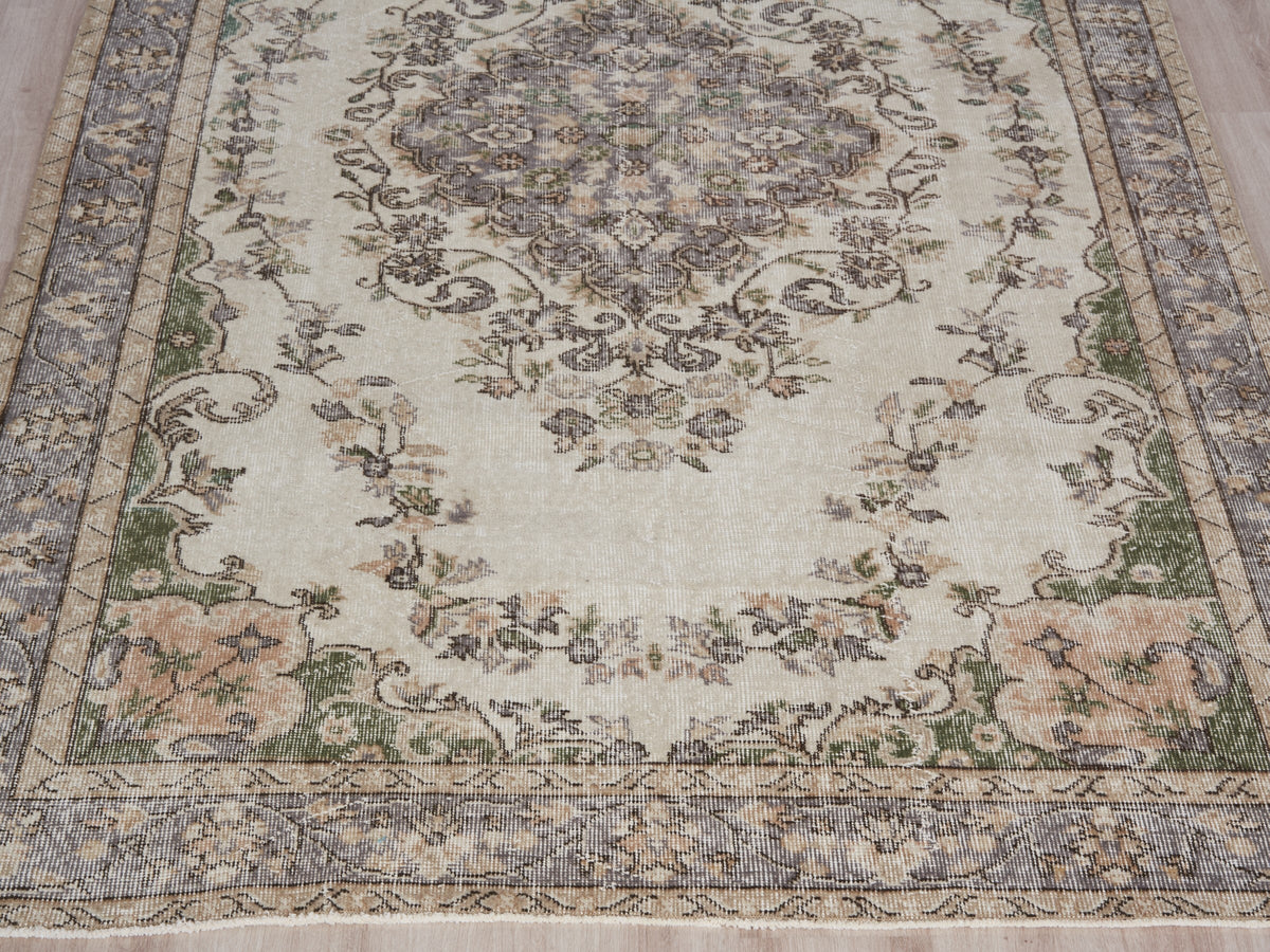 5'6" x 9'1" Neutral Vintage Turkish Area Rug