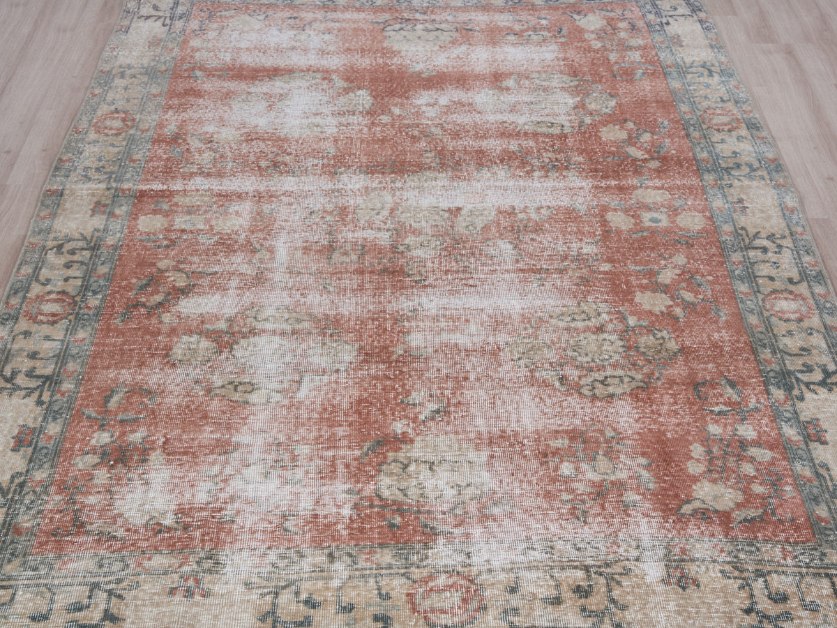 6'6" x 9'8" Pink Turkish Vintage Area Rug