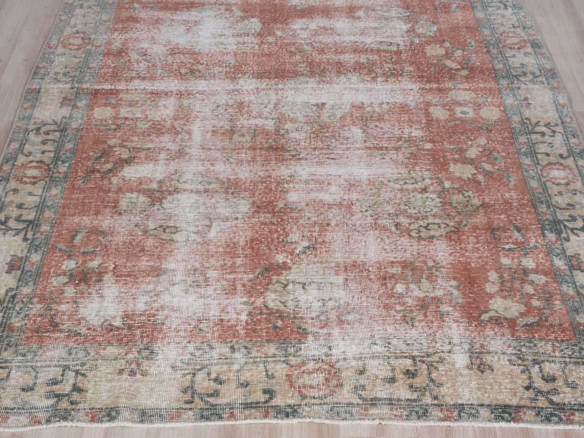 6'6" x 9'8" Pink Turkish Vintage Area Rug