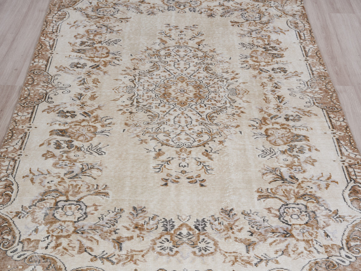 6' x 9'1" Neutral Vintage Turkish Area Rug