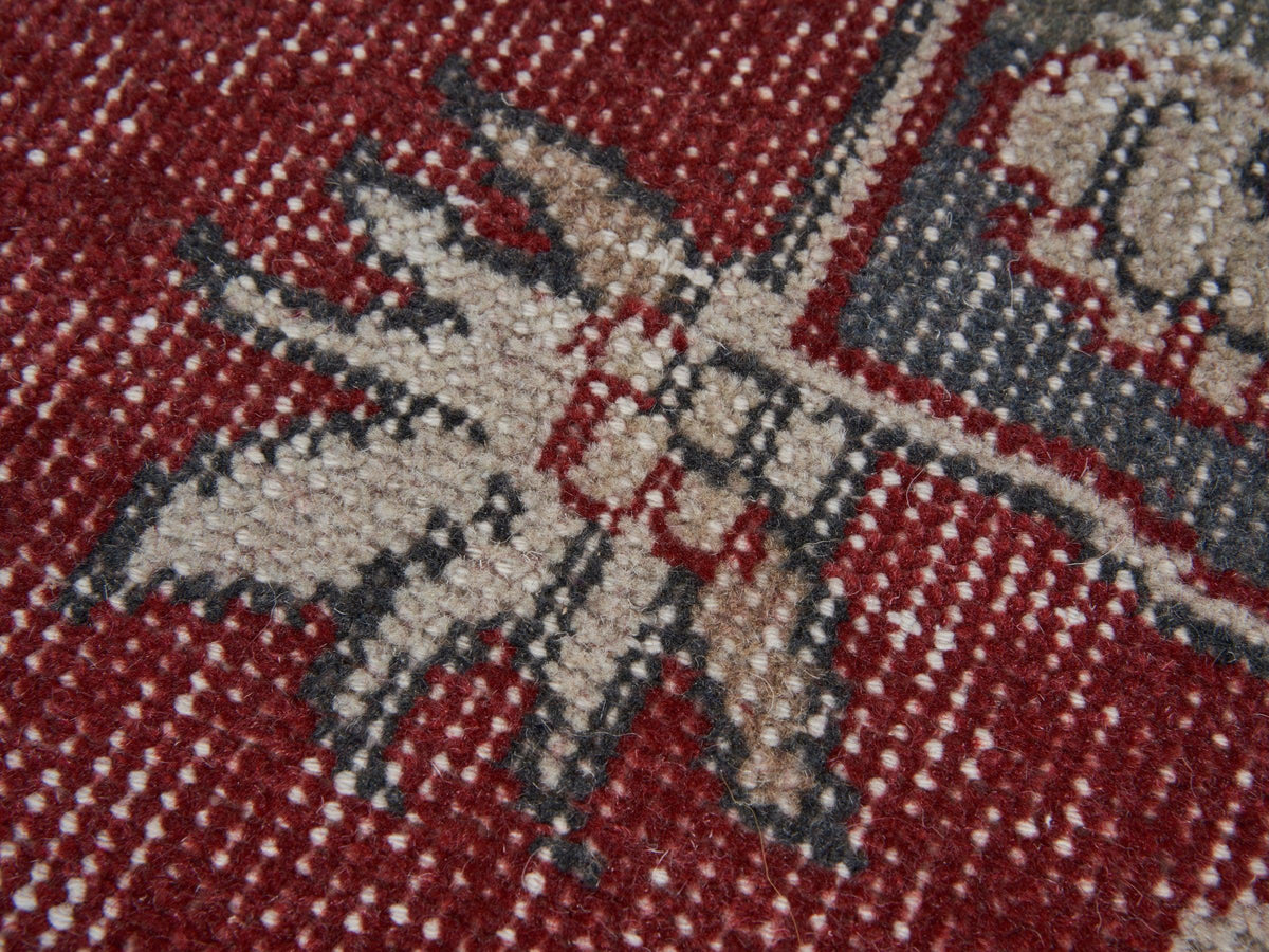 6'8" x 10'11" Handmade Vintage Red Area Rug