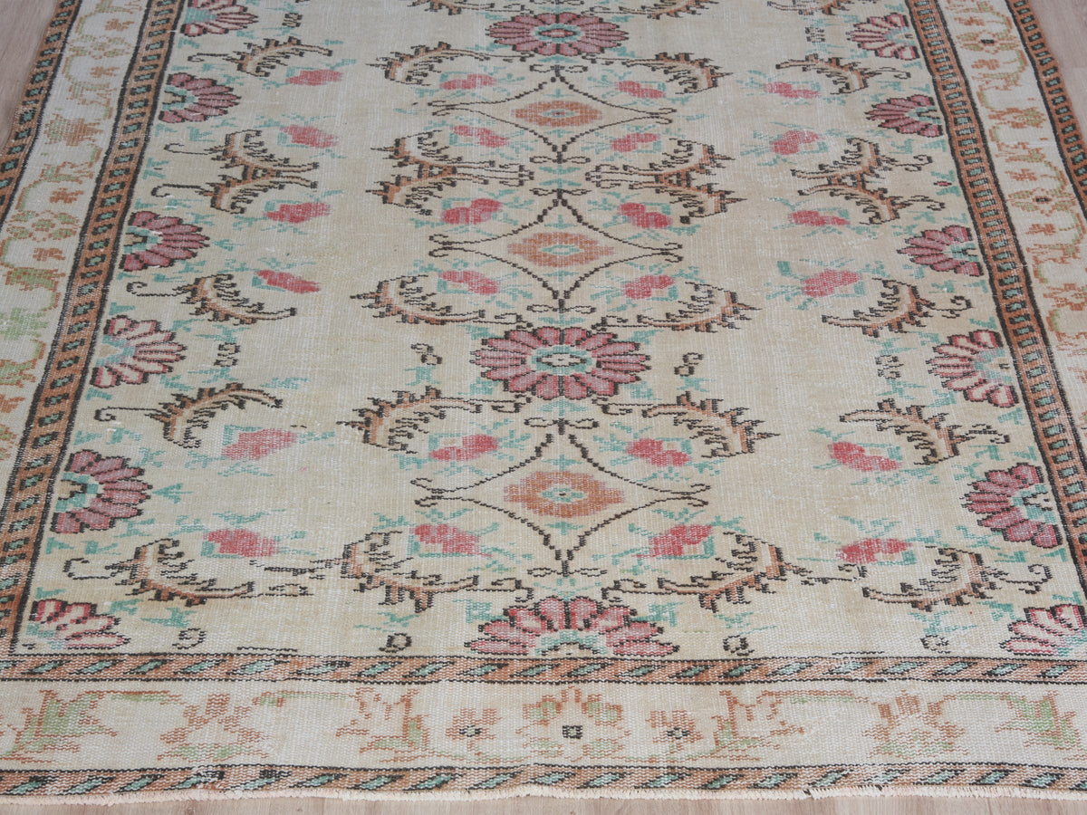 6'2" x 9'6" Neutral Vintage Hand-Knotted Rug