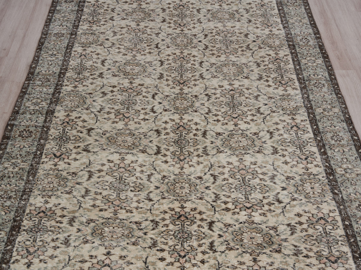 6'2" x 9'9" Neutral Vintage Turkish Large Rug