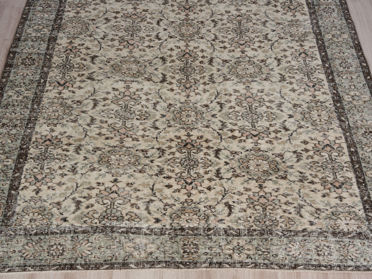 6'2" x 9'9" Neutral Vintage Turkish Large Rug