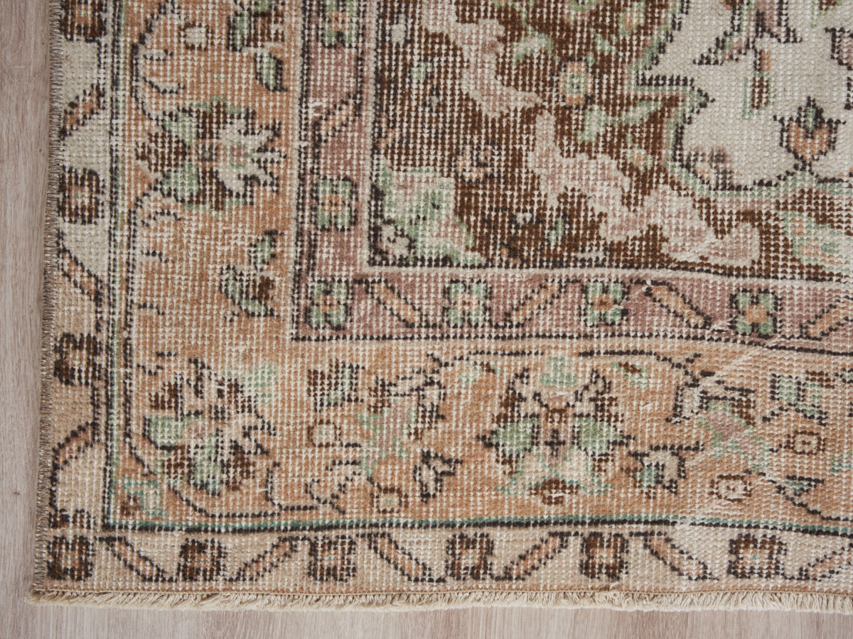 5'9" x 9'6" Brown Vintage Turkish Area Rug