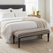 Neutral Striped Kilim Upholstered Bedroom - Entryway Wooden Bench
