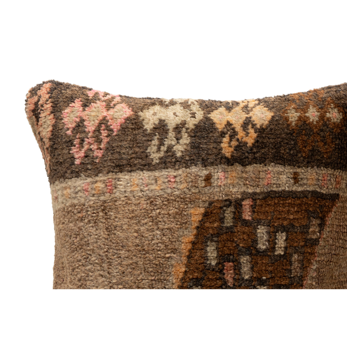 Handwoven Vintage Rug Pillow Cover 16" x 16"