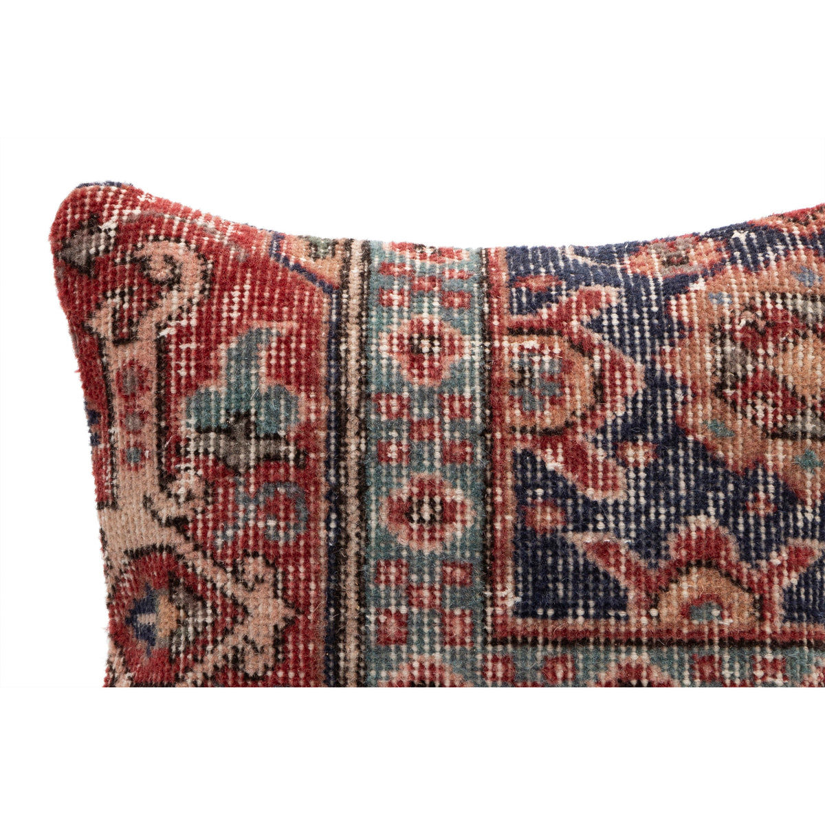 Vintage Red Blue Rug Pillow Cover 16" x 16"