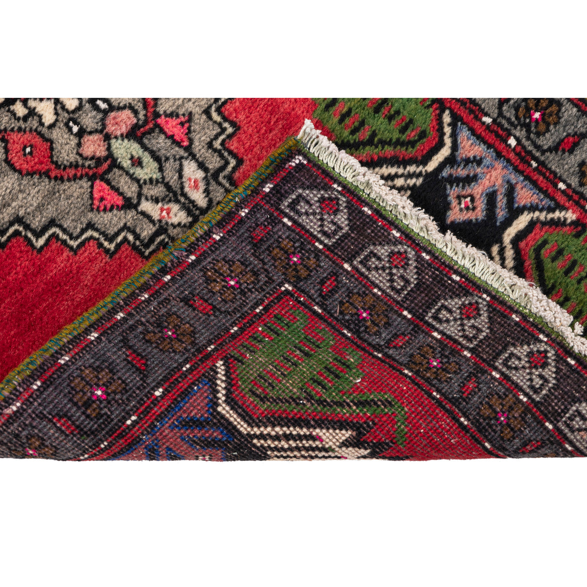 Vintage Turkish Handmade Doormat Rug - (1'10" x 3'9")