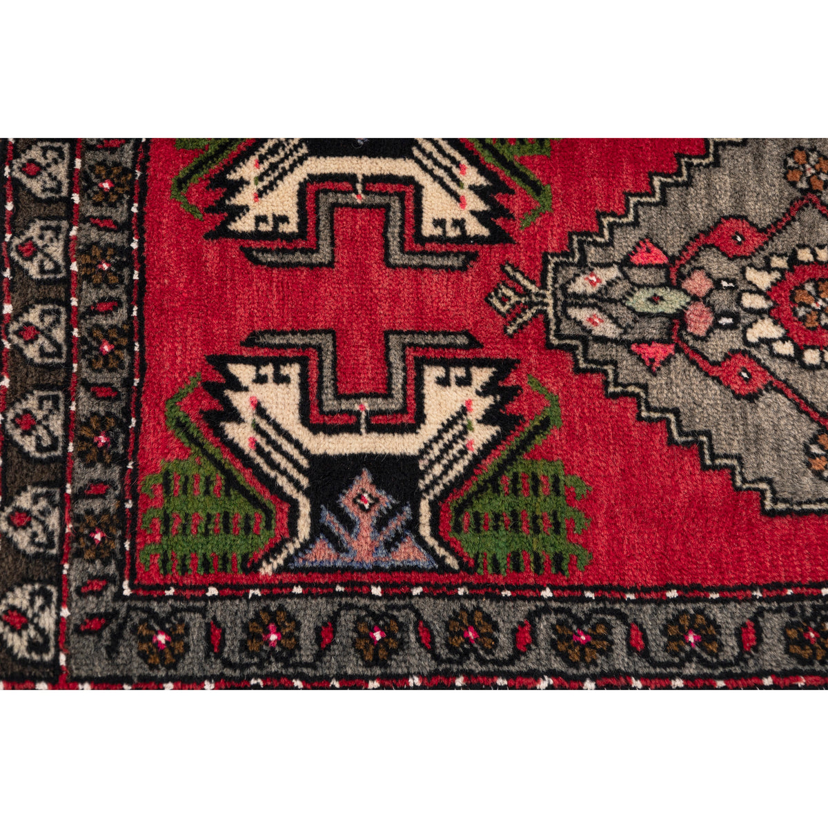 Vintage Turkish Handmade Doormat Rug - (1'10" x 3'9")