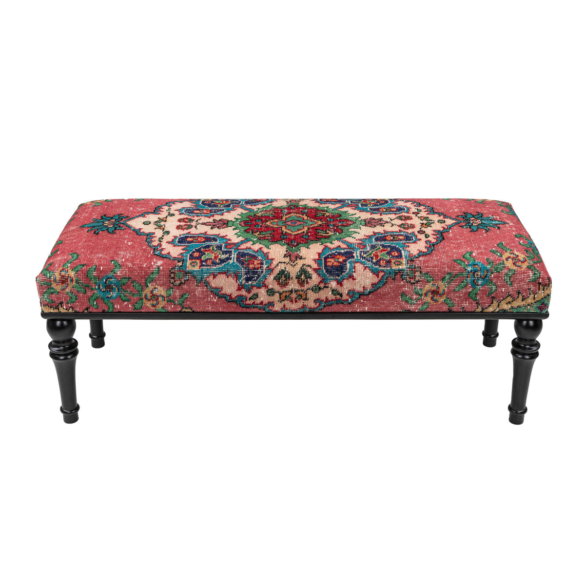 Bohemian Vintage Rug Upholstered Dining, Bedroom - Entryway Bench