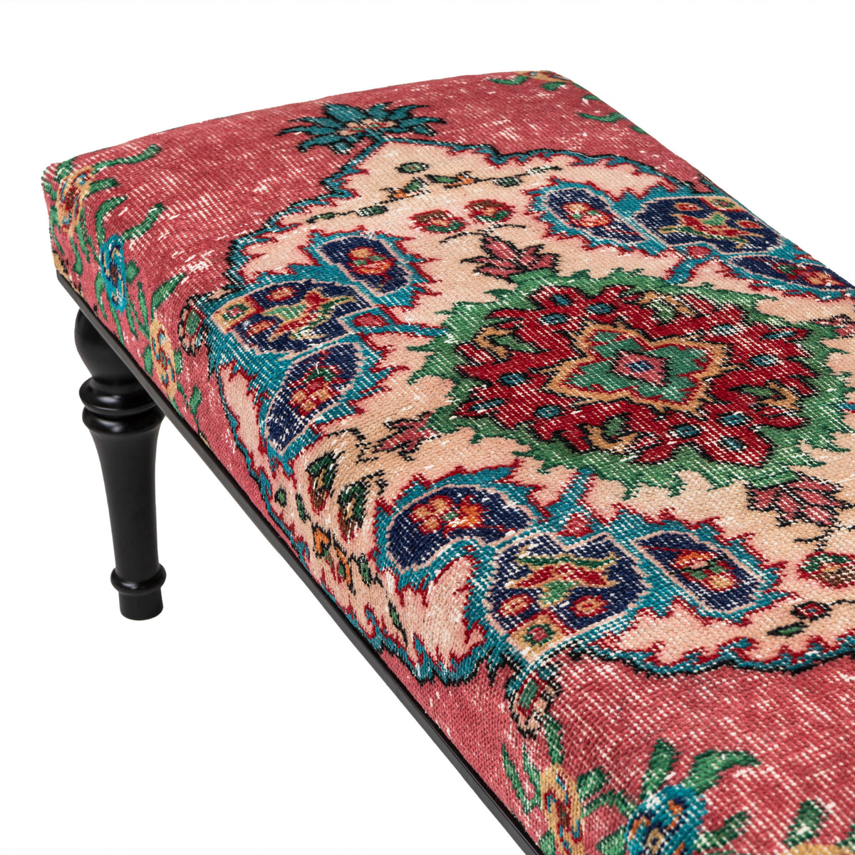 Bohemian Vintage Rug Upholstered Dining, Bedroom - Entryway Bench