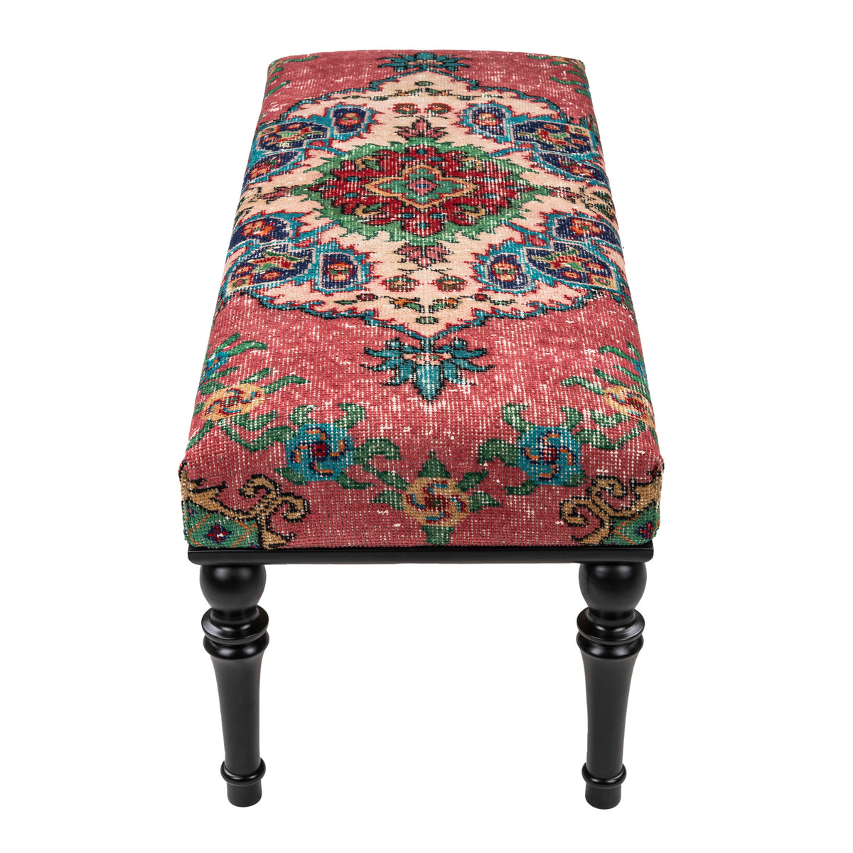 Bohemian Vintage Rug Upholstered Dining, Bedroom - Entryway Bench