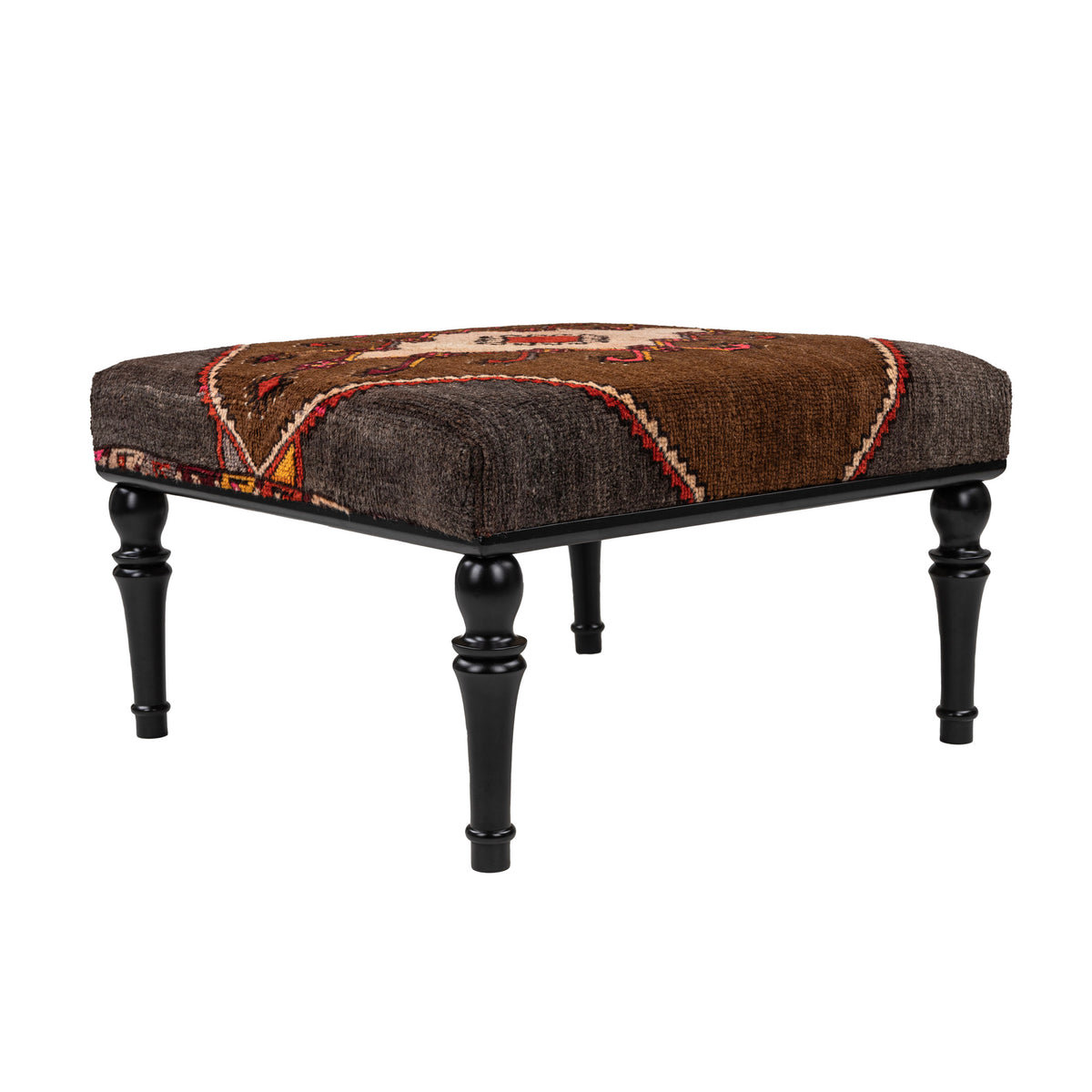 Handmade Oriental Rug Upholstered Coffee Table