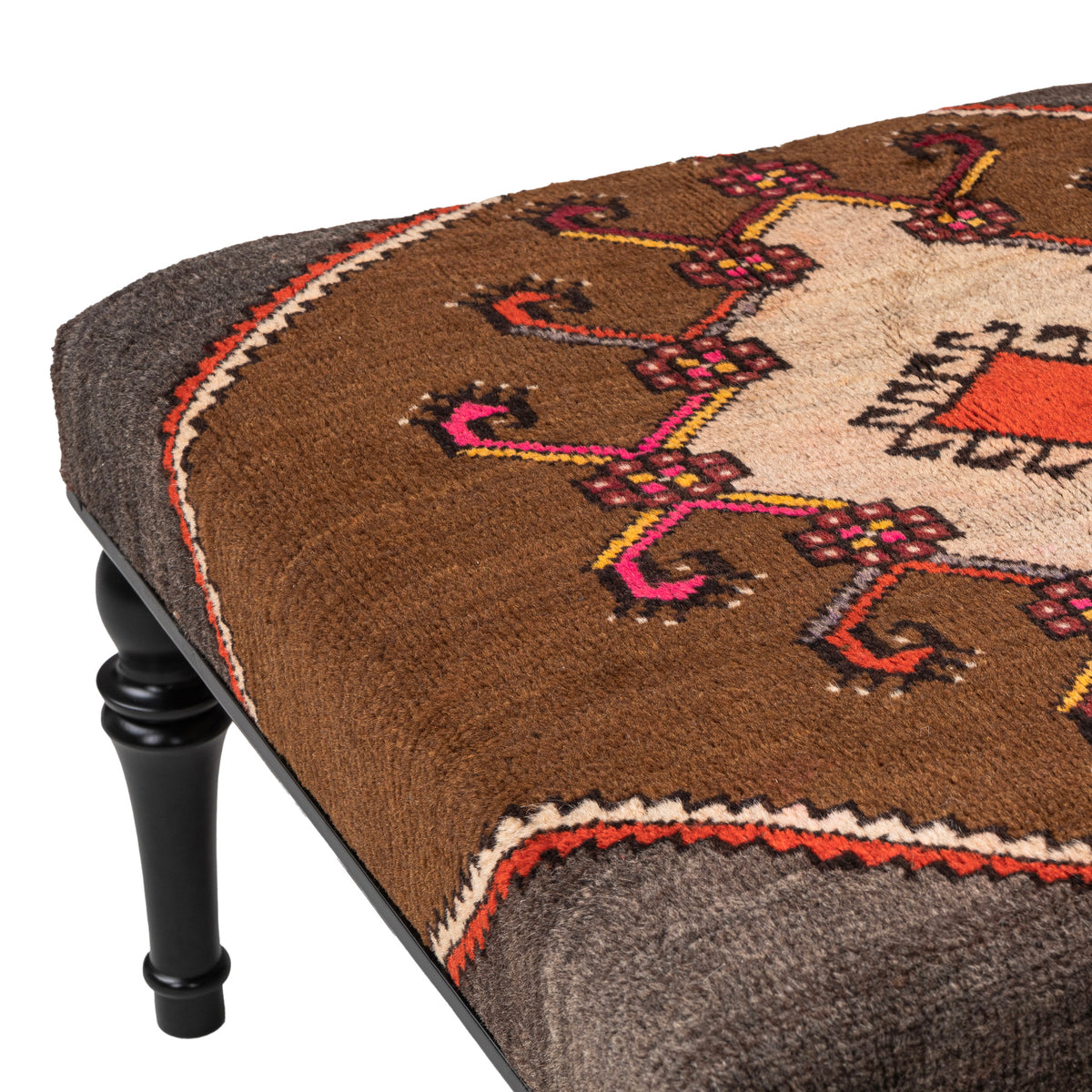 Handmade Oriental Rug Upholstered Coffee Table