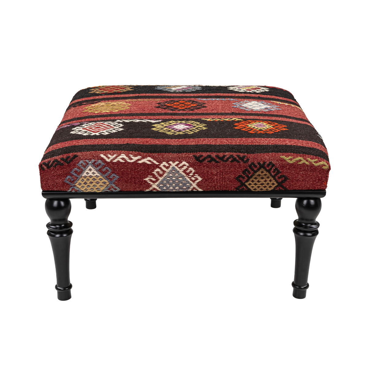 Handmade Vintage Kilim Upholstered Coffee Table