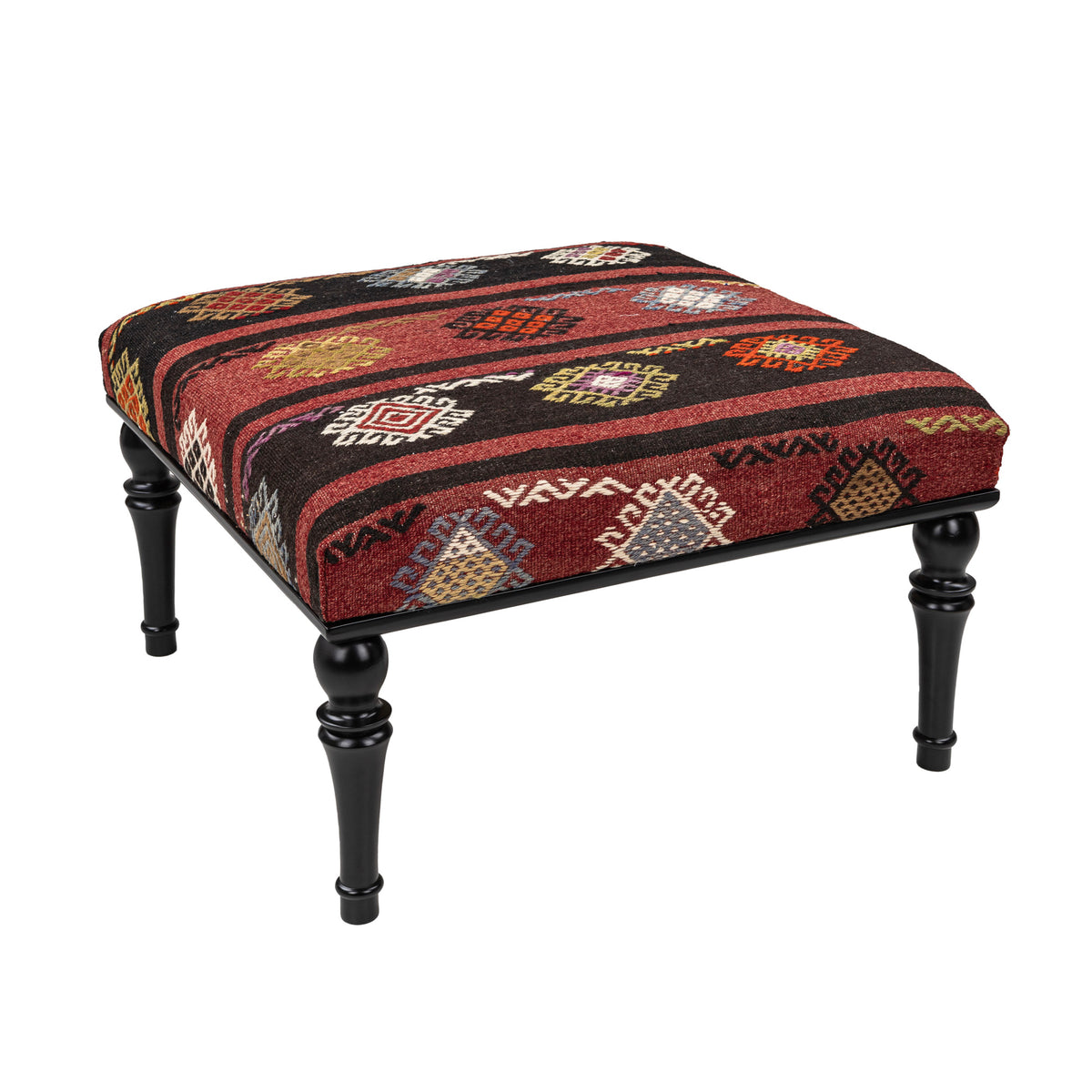 Handmade Vintage Kilim Upholstered Coffee Table