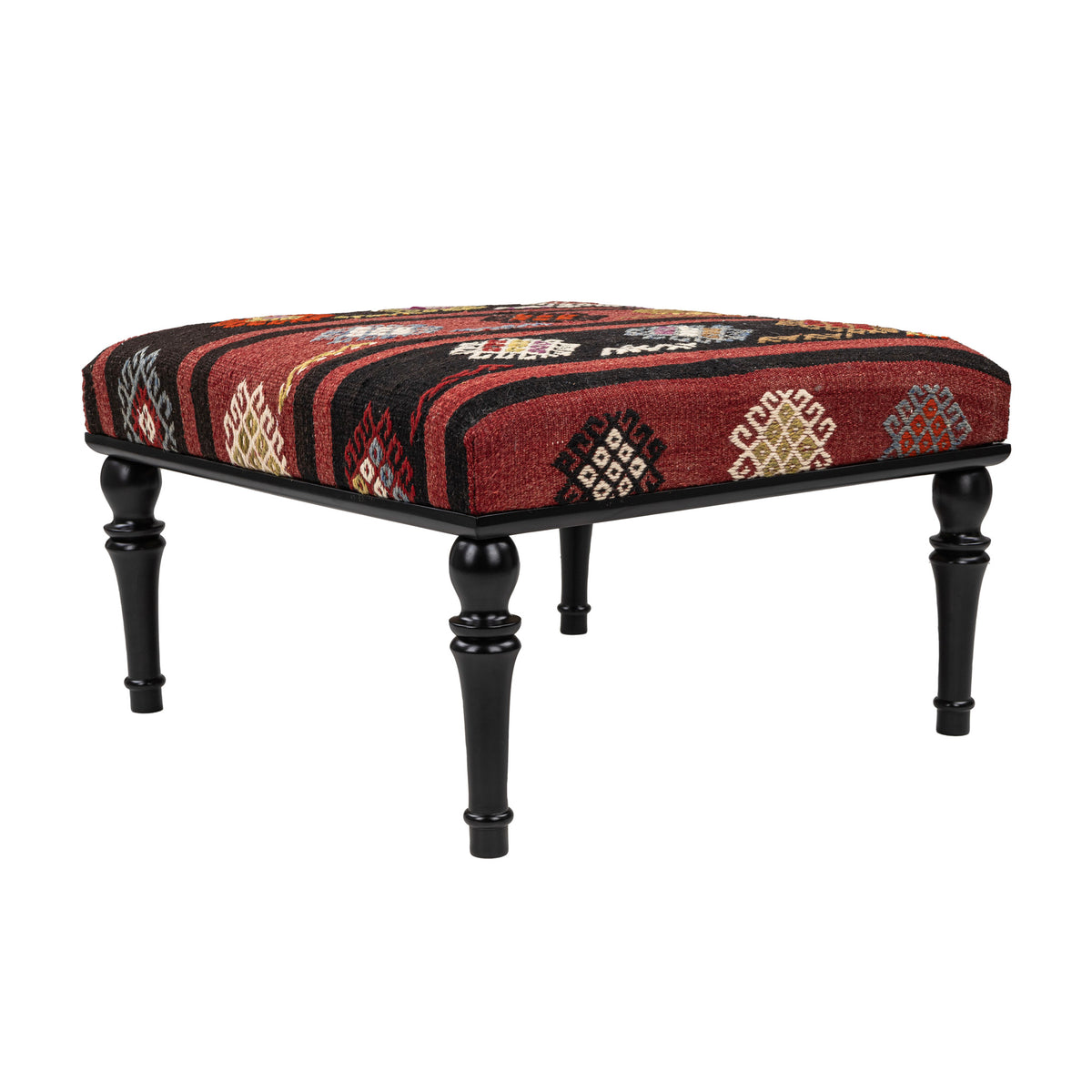 Handmade Vintage Kilim Upholstered Coffee Table