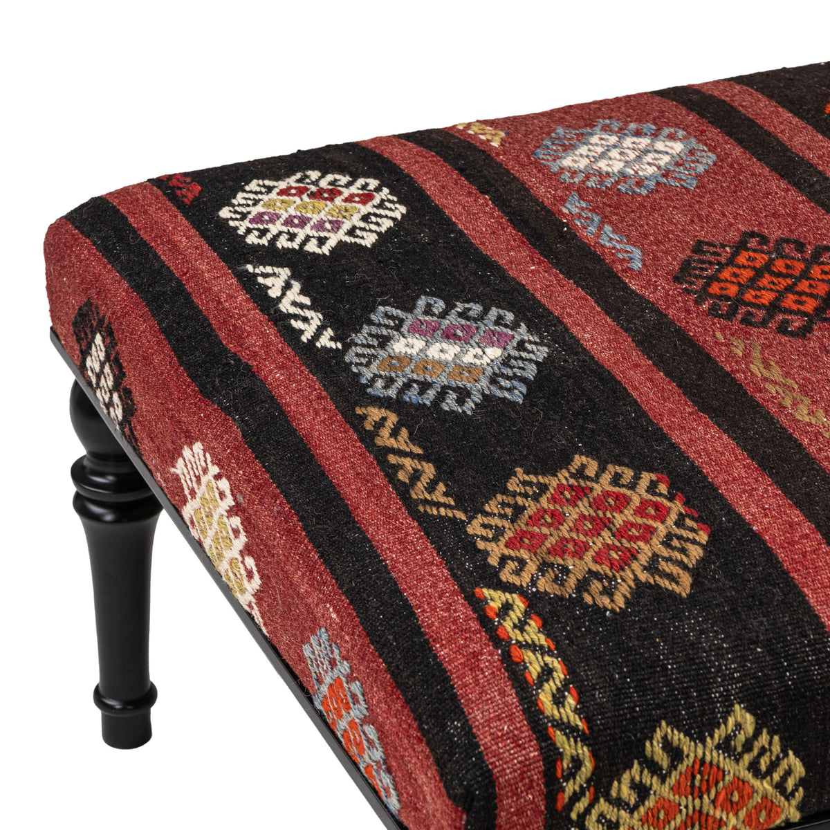 Handmade Vintage Kilim Upholstered Coffee Table