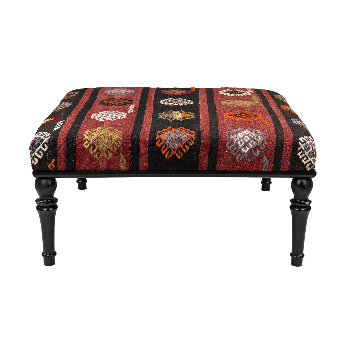 Handmade Vintage Kilim Upholstered Coffee Table